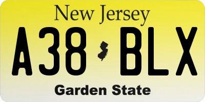 NJ license plate A38BLX