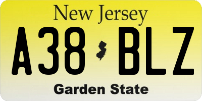 NJ license plate A38BLZ