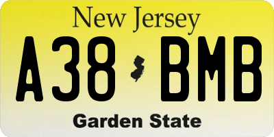 NJ license plate A38BMB