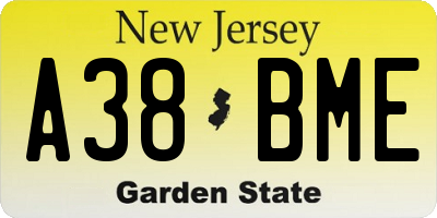 NJ license plate A38BME