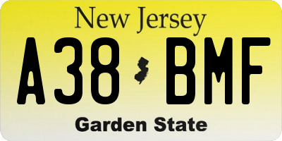 NJ license plate A38BMF