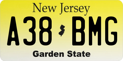 NJ license plate A38BMG