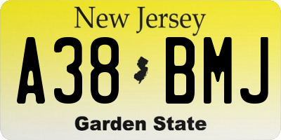 NJ license plate A38BMJ