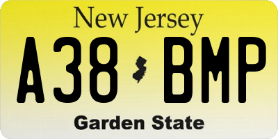 NJ license plate A38BMP