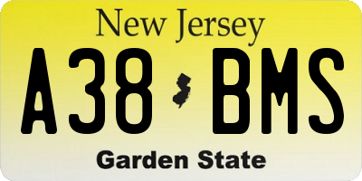 NJ license plate A38BMS