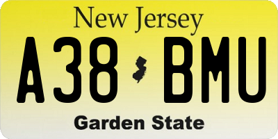 NJ license plate A38BMU