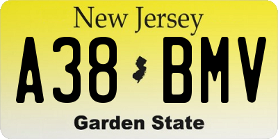 NJ license plate A38BMV