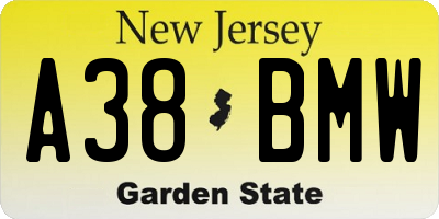 NJ license plate A38BMW