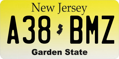 NJ license plate A38BMZ