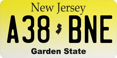 NJ license plate A38BNE