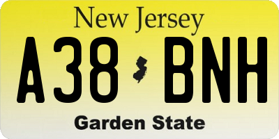 NJ license plate A38BNH