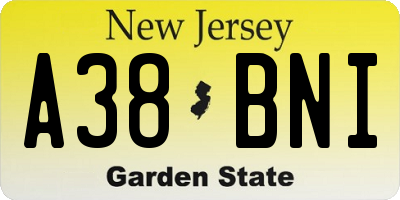 NJ license plate A38BNI