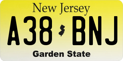 NJ license plate A38BNJ
