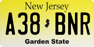 NJ license plate A38BNR