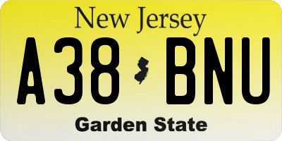 NJ license plate A38BNU
