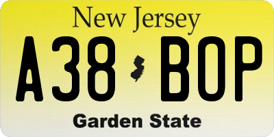 NJ license plate A38BOP