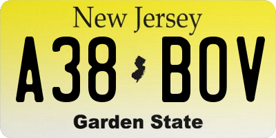 NJ license plate A38BOV