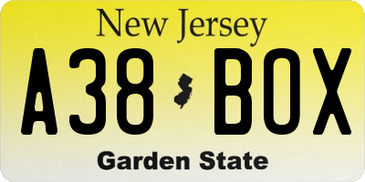 NJ license plate A38BOX