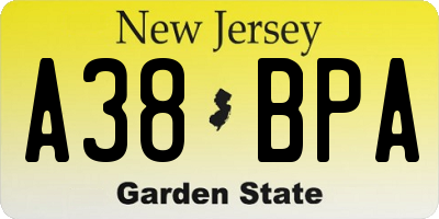 NJ license plate A38BPA