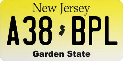 NJ license plate A38BPL