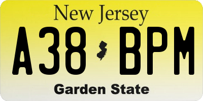 NJ license plate A38BPM