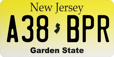 NJ license plate A38BPR