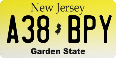 NJ license plate A38BPY