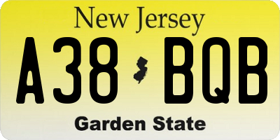 NJ license plate A38BQB