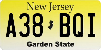 NJ license plate A38BQI