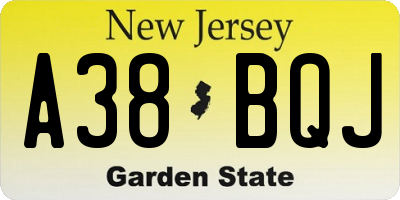 NJ license plate A38BQJ