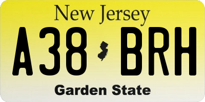 NJ license plate A38BRH