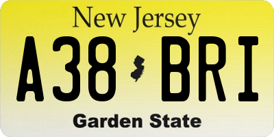 NJ license plate A38BRI