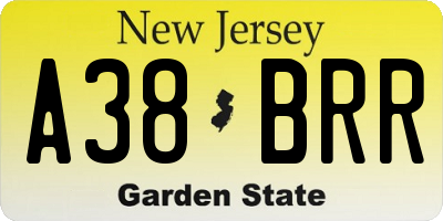 NJ license plate A38BRR