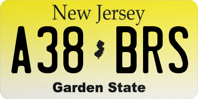 NJ license plate A38BRS