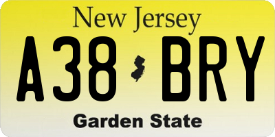 NJ license plate A38BRY