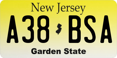 NJ license plate A38BSA