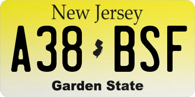 NJ license plate A38BSF