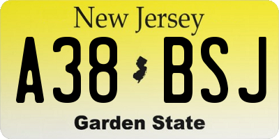 NJ license plate A38BSJ