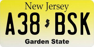 NJ license plate A38BSK