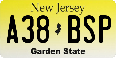 NJ license plate A38BSP