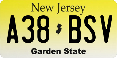NJ license plate A38BSV