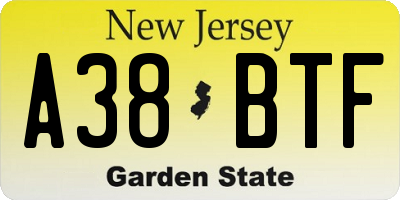 NJ license plate A38BTF