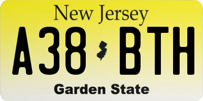 NJ license plate A38BTH