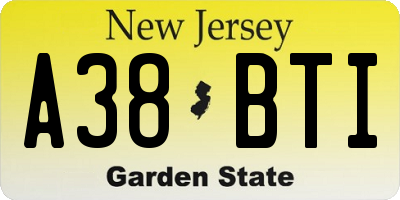 NJ license plate A38BTI