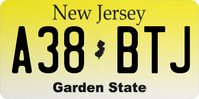 NJ license plate A38BTJ
