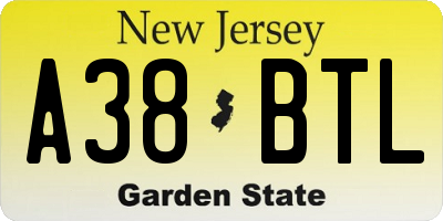 NJ license plate A38BTL