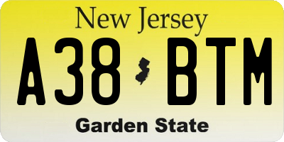 NJ license plate A38BTM