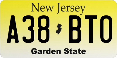 NJ license plate A38BTO