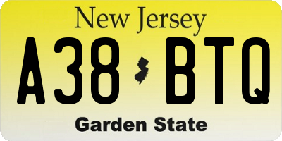 NJ license plate A38BTQ