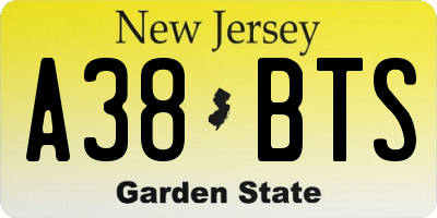 NJ license plate A38BTS